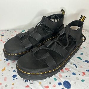 Dr. Martens Black Sandals with Yellow Stitching